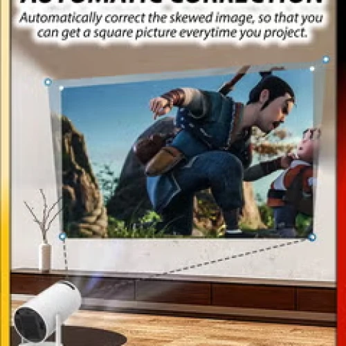 HD Smart Projector Android 11 Portable Mini Cinema 130 Inches Screen Display Lamp 4K Home Movie Theater Gaming Video Presentations 180 Degree Rotating Screen Mobile Phone Projection