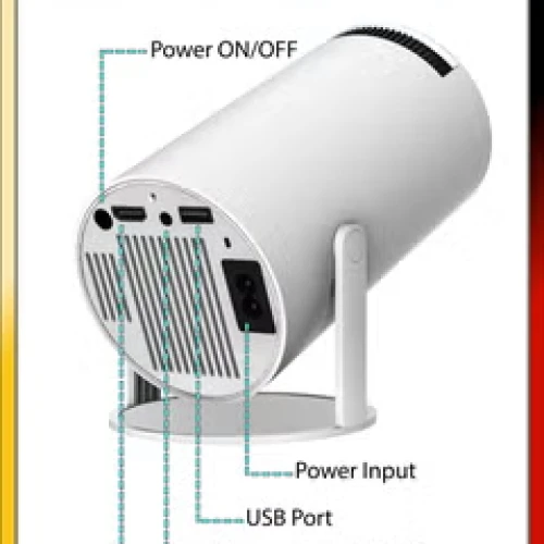 HD Smart Projector Android 11 Portable Mini Cinema 130 Inches Screen Display Lamp 4K Home Movie Theater Gaming Video Presentations 180 Degree Rotating Screen Mobile Phone Projection