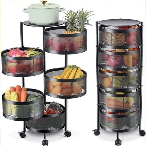 Cool Gift, 360°Storage Rack Rotating Trolleys Movable