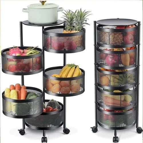 Cool Gift, 360°Storage Rack Rotating Trolleys Movable