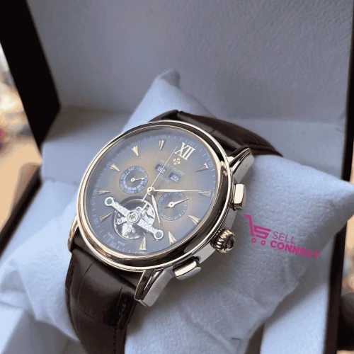 Patek phillipe men's leather watch (brown)