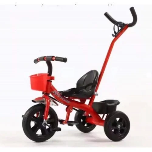 Kid's Tricycle With Pushing Handle & Back Carrier - Black, Red,blue