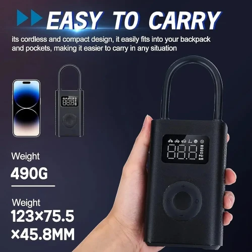Xiaomi Portable Electric Air Compressor, 150 PSI Tire Inflator for Car, Scooter, Bike Tires and Balls – Cordless with Digital Pressure Detection
