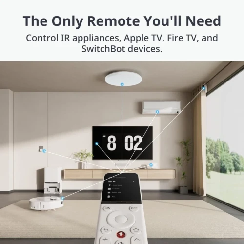 SwitchBot Universal Smart Remote Control for All Your Appliances Multi-useSwitchBot Multi-Use Smart Universal Remote Control with Customized App, Hub Required, Control 10 IR, 15 Bluetooth Devices & 10 Scenes, Compatible with TV/AC/SwitchBot Bot, Curtain, 