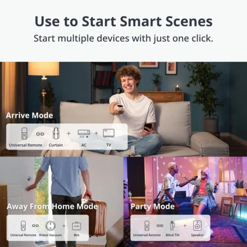 SwitchBot Universal Smart Remote Control for All Your Appliances Multi-useSwitchBot Multi-Use Smart Universal Remote Control with Customized App, Hub Required, Control 10 IR, 15 Bluetooth Devices & 10 Scenes, Compatible with TV/AC/SwitchBot Bot, Curtain, 