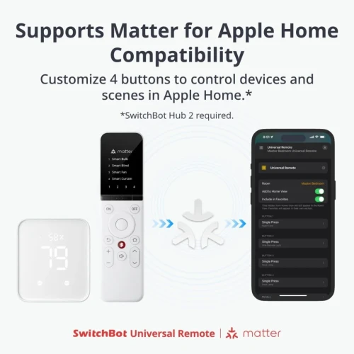 SwitchBot Universal Smart Remote Control for All Your Appliances Multi-useSwitchBot Multi-Use Smart Universal Remote Control with Customized App, Hub Required, Control 10 IR, 15 Bluetooth Devices & 10 Scenes, Compatible with TV/AC/SwitchBot Bot, Curtain, 