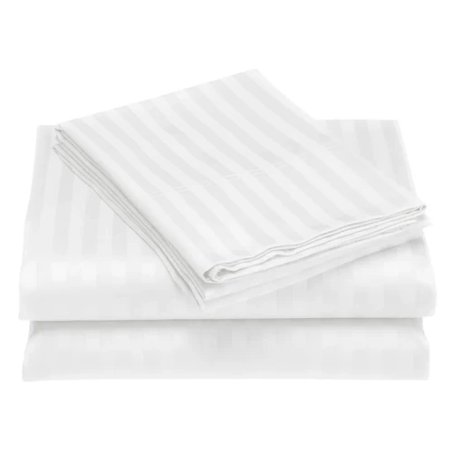 Egyptian Striped Bedsheets 5by6 & 6by6 2 Pillowcases 2 Bedsheets – White