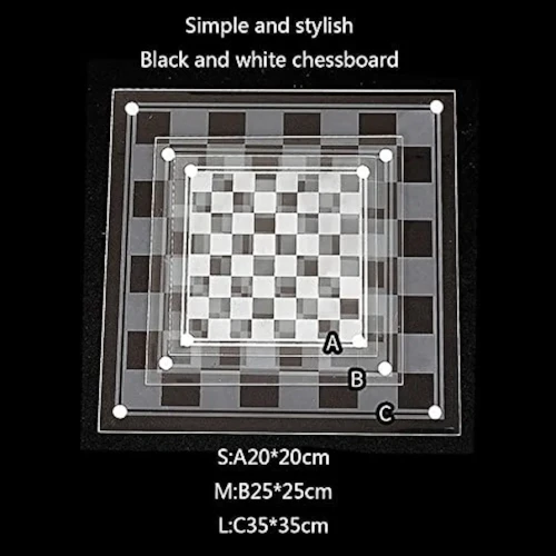 Chess exquisite glass chess game set, solid glass chess pieces, crystal mirror chess board gift for young adult chess