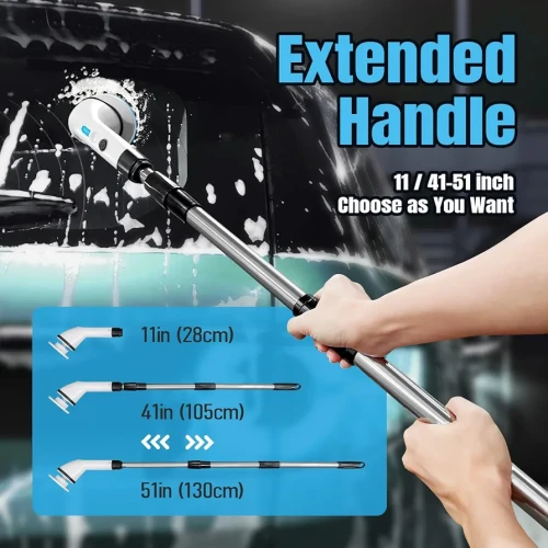 Electric Spin Scrubber, Cordless Cleaning Brush,Shower Cleaning Brush with 6 Replaceable Brush Heads, Power Scrubber, Adjustable&Detachable Long Handle for Bathroom, Floor