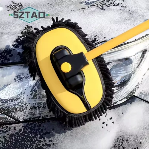 New Car Cleaning Brush Car Wash Brush Telescoping Long Handle Cleaning Mop Chenille