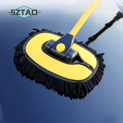 New Car Cleaning Brush Car Wash Brush Telescoping Long Handle Cleaning Mop Chenille