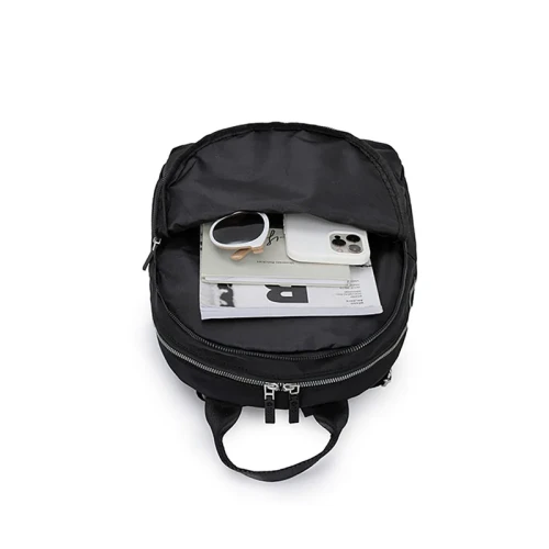 Daily Nylon Lightweight Shoulder College Laptop School Backpack - Black