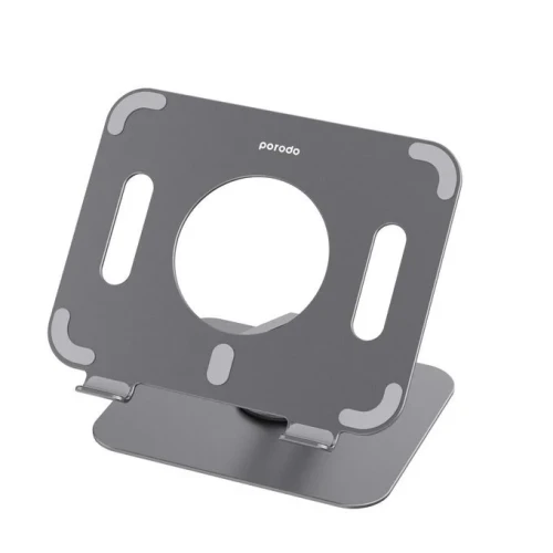 Porodo Aluminum Alloy Holder Angle Adjustable And Rotatable Tablet Stand - Gray
