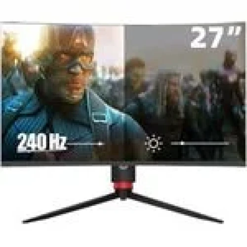 Porodo 27" Inch Curved Gaming Monitor With 280Hz Refresh Rate, AMD FreeSync Technology, Adjustable Rotating Stand, CSOT Borderless Design, RGB Lighting, Mount Ready - Black