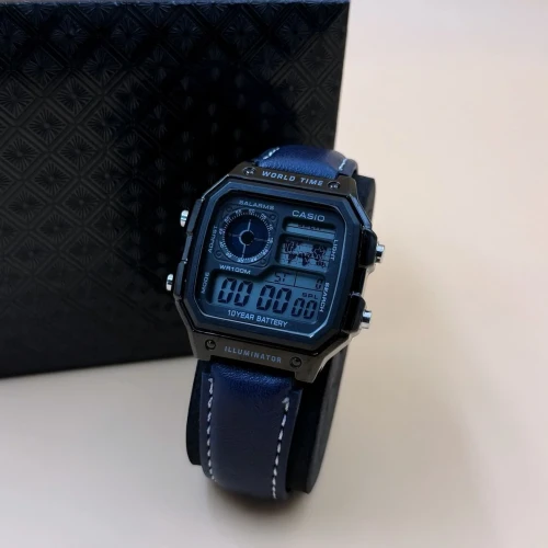 Casio Illuminator digital pure leather wrist watch – Navy Blue