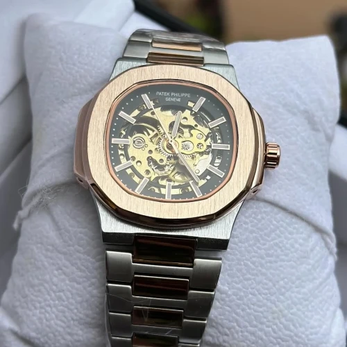 Stainless steel plain black mechanical watch