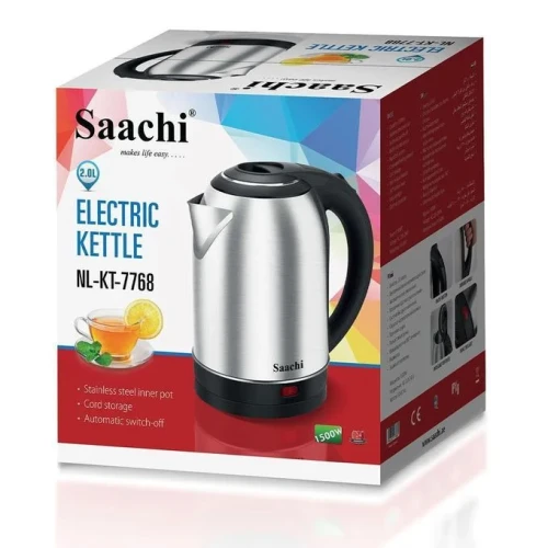 Saachi Original 2L Stainless Electric Kettle 7768 - Silver, Black(1 YR WRTY)