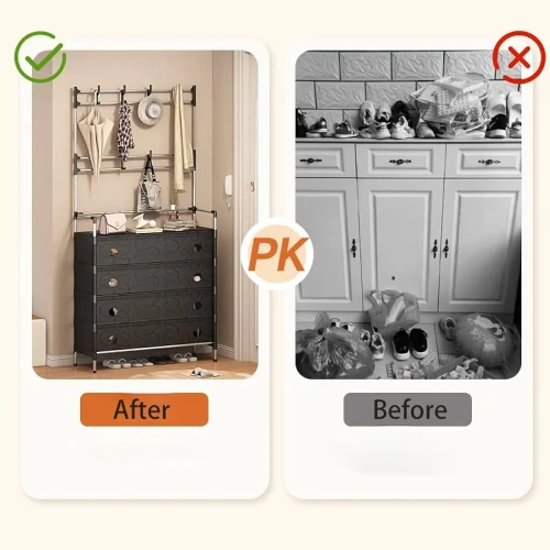 Dust Proof Multifunctional Coat And Shoes Rack, Multi Layer Shoe Storage Rack, Living Room Organizer Shelf