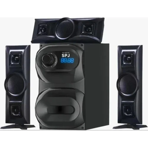 SPJ SS-3020W 3.1 Channel Multimedia Speaker System with Subwoofer – Bluetooth, USB, FM, Remote, Solar Compatible