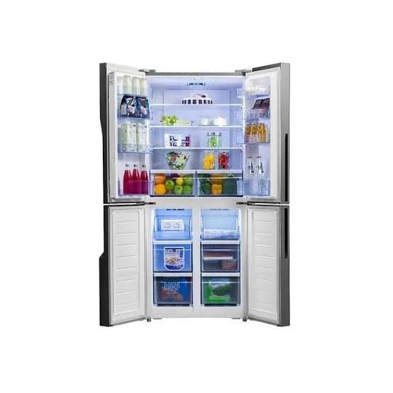 Hisense 610L 4-Door Side-by-Side Refrigerator – RQ610N4AB1 – Frost-Free, Black Glass Finish