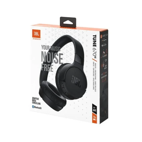 Jbl TUNE 670 NC WIRELESS ON-EAR BLUETOOTH HEADPHONES WITH ADAPTIVE NOISE-CANCELLING TECHNOLOGY AND LIGHTWEIGHT DESIGN, 70-HOUR BATTERY LIFE,PURE BASS SOUND,HANDS-FREE CALLS WITH VOICEAWARE