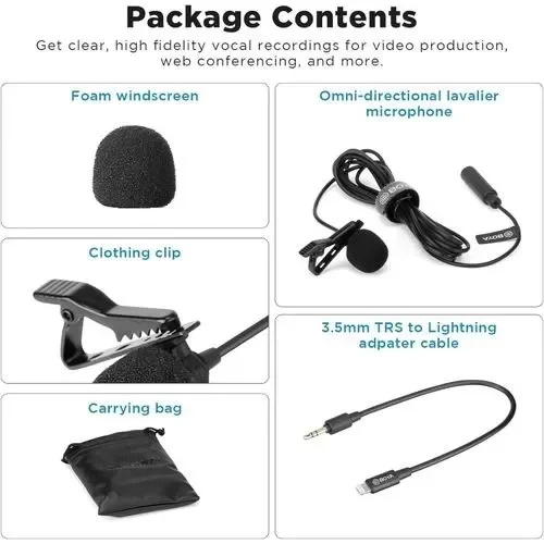 Boya BY M1 Lavalier Stereo Clip Aux Microphone, Aux Wired Mic