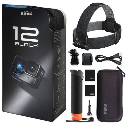 GoPro HERO12 Black - Waterproof Action Camera with 5.3K60 Ultra HD Video, 27MP Photos, HDR, Live Streaming, Webcam, Stabilization + Bundle, 64GB Card and 47 Piece Accessory Kit
