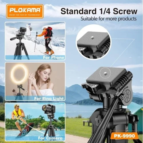 PLOKAMA 180cm Multifunctional Tripod Sturdy And Adjustable Tripod With 360° Rotation – Ideal For Cameras And Smartphones