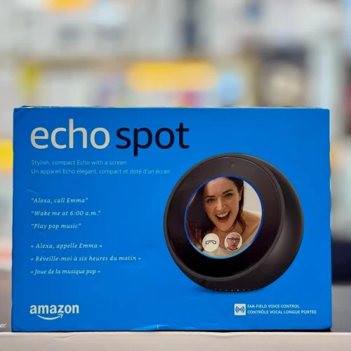 Amazon Echo Spot - Smart Assistant Alarm Clock - Black - with Alexa