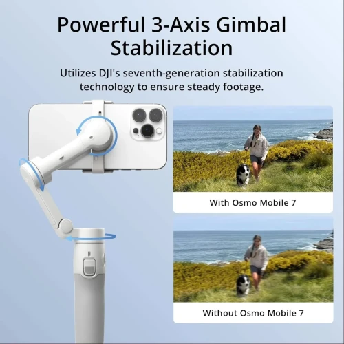 DJI Osmo Mobile 7 Gimbal Stabilizer for iPhone, Android, Built-in Tripod