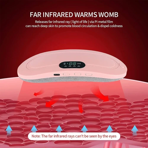 Menstrual Heating Pad Heating Belt Relieves Menstrual Abdominal Pain Heat Belt Menstrual Pad Heat and Massage 3 Heat Settings 4 Massage Modes (Pink), Pack of 1