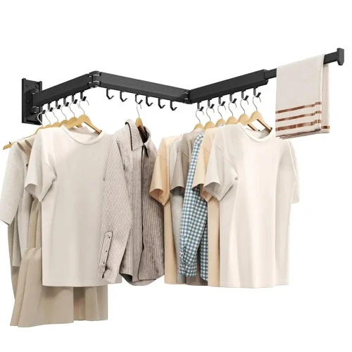 Collapsible Drying Racks, Wall Mounted Clothes Drying Rack, Retractable Laundry Rack for Hanging Clothes, Foldable