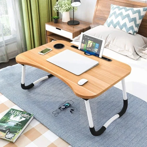 Foldable Laptop Table with Cup Holder, Study Table, Bed Table, Breakfast Table.