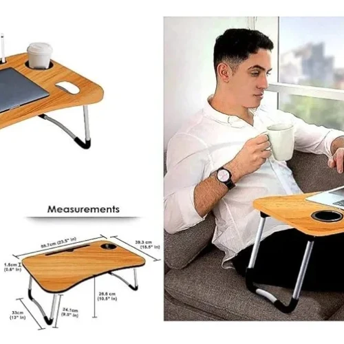Foldable Laptop Table with Cup Holder, Study Table, Bed Table, Breakfast Table.