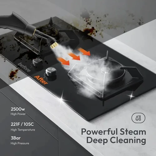 2500w Steam Cleaner, High Pressure Steam Cleaner for Home, Handheld Steam Cleaner with Brushes, Portable Steamer for Cleaning, High Heat Steamer for Windows, Furniture, Kitchen, Bathroom,Tile