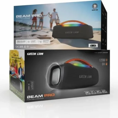 Green Lion Beam Pro Portable Speaker with Microphone, 120W Power