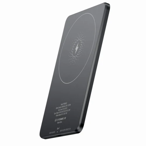 Powerology Ultra-Thin 5000mAh MagSafe Power Bank, Portable & Lightweight, Efficient Heat Dissipation, Aluminum Housing, Built-In Safeguards, Strong Magnet