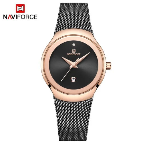 NAVIFORCE Women Watch Luxury Gold Steel Wristwatch Girls Gift Calendar Watches