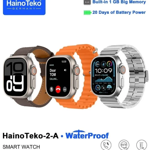 Haino Teko 2 A Smartwatch With Waterproof Full Screen AMOLED Display 20 Days Battery Life and 3 Pair Straps Designed For Ladies and Gents Silver
