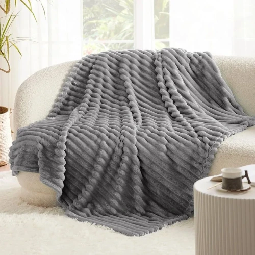 Bedsure GentleSoft White Throw Blanket for Couch - Cozy Blanket for Women, Cute Fleece Throws for Girls, Birthday Gifts for Women Teens, Room Home Boho Halloween Fall Decor, Grey, 50x60 Inches