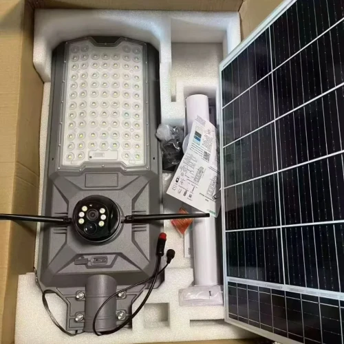 Solar Powered Floodlight 600W Street Light With 4G Camera Solar Monitoring Street Light 4G Panoramic Outdoor Home Camera
