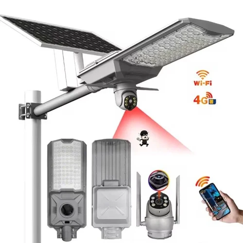 Solar Powered Floodlight 600W Street Light With 4G Camera Solar Monitoring Street Light 4G Panoramic Outdoor Home Camera