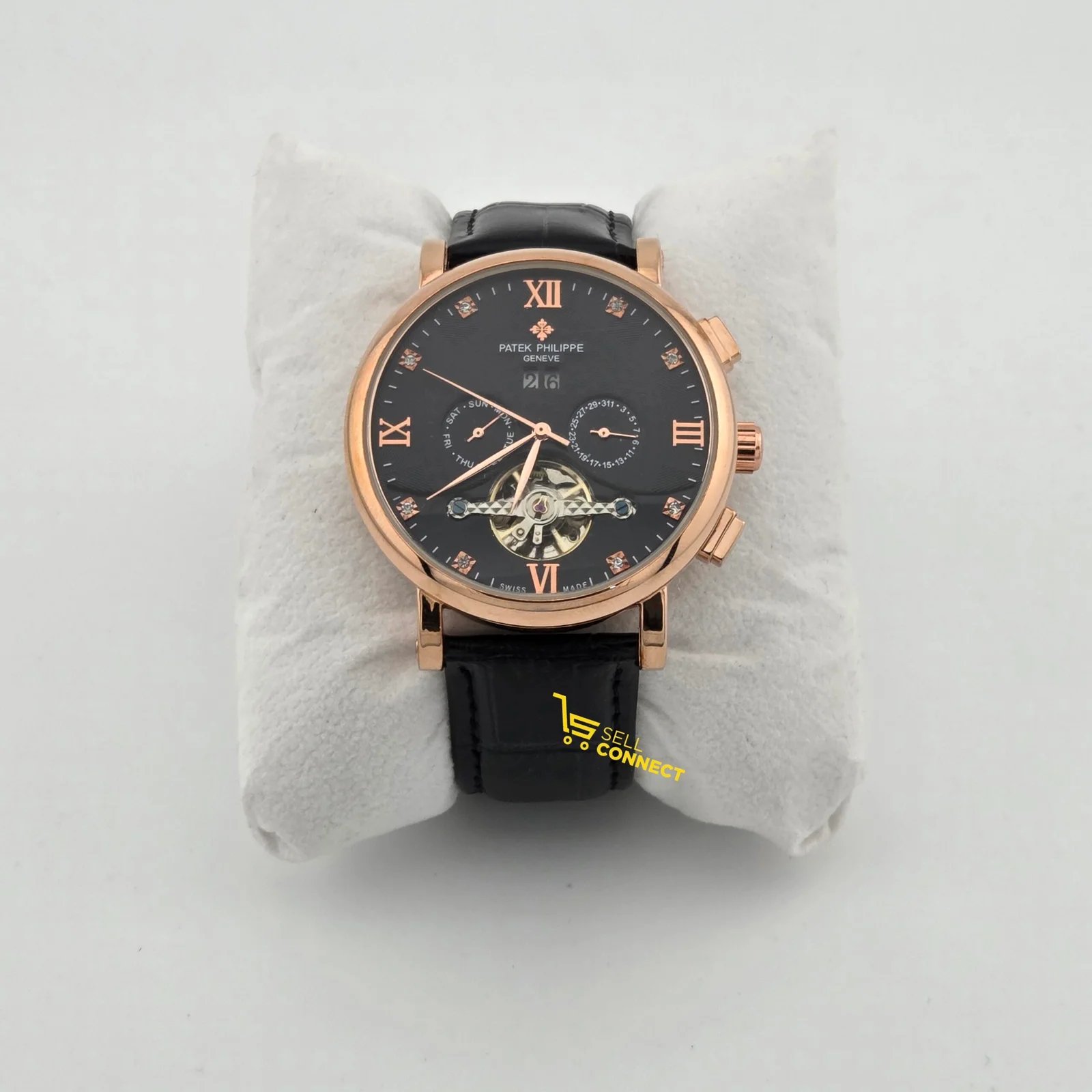 Men's mechanical leather strap watch