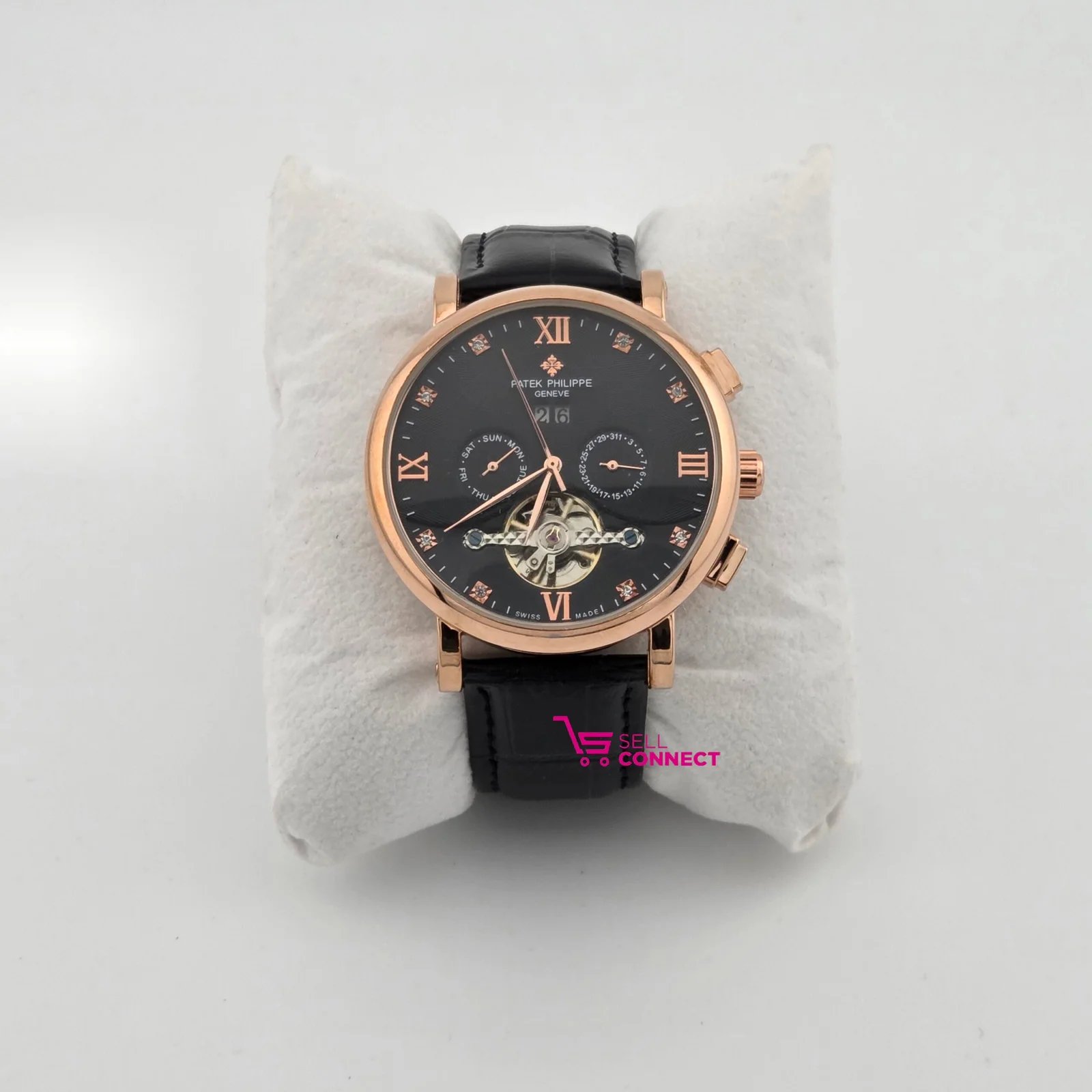 Men's mechanical leather strap watch
