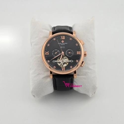 Men's mechanical leather strap watch