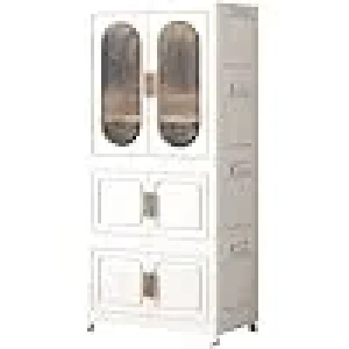 Portable Closet Foldable Clothes Closet Plastic Wardrobe for Household Plastic Closet with Wheels