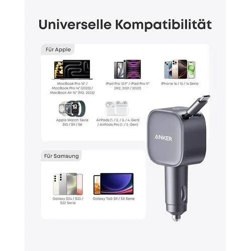 Anker Nano 75W Car Charger 2in1 Clutter Free Charger