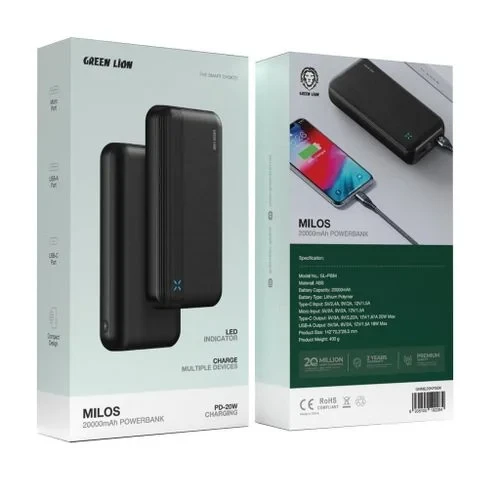 The Green Lion Milos 20000mAh Power Bank is your ultimate travel PowerBank