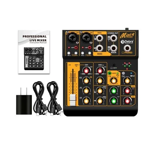 Audio Mixer D Debra Audio Mini4 Portable 4-Channel DJ Mixer Console