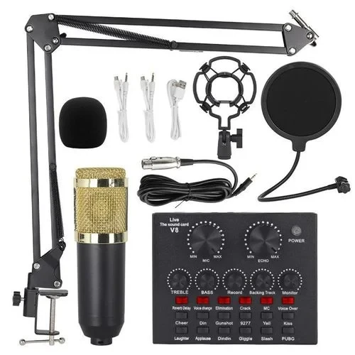 F999 Soundcard Podcast Equipment Bundle with Condenser Mic Recording Studio,Streaming Podcast Mic Starter Kit